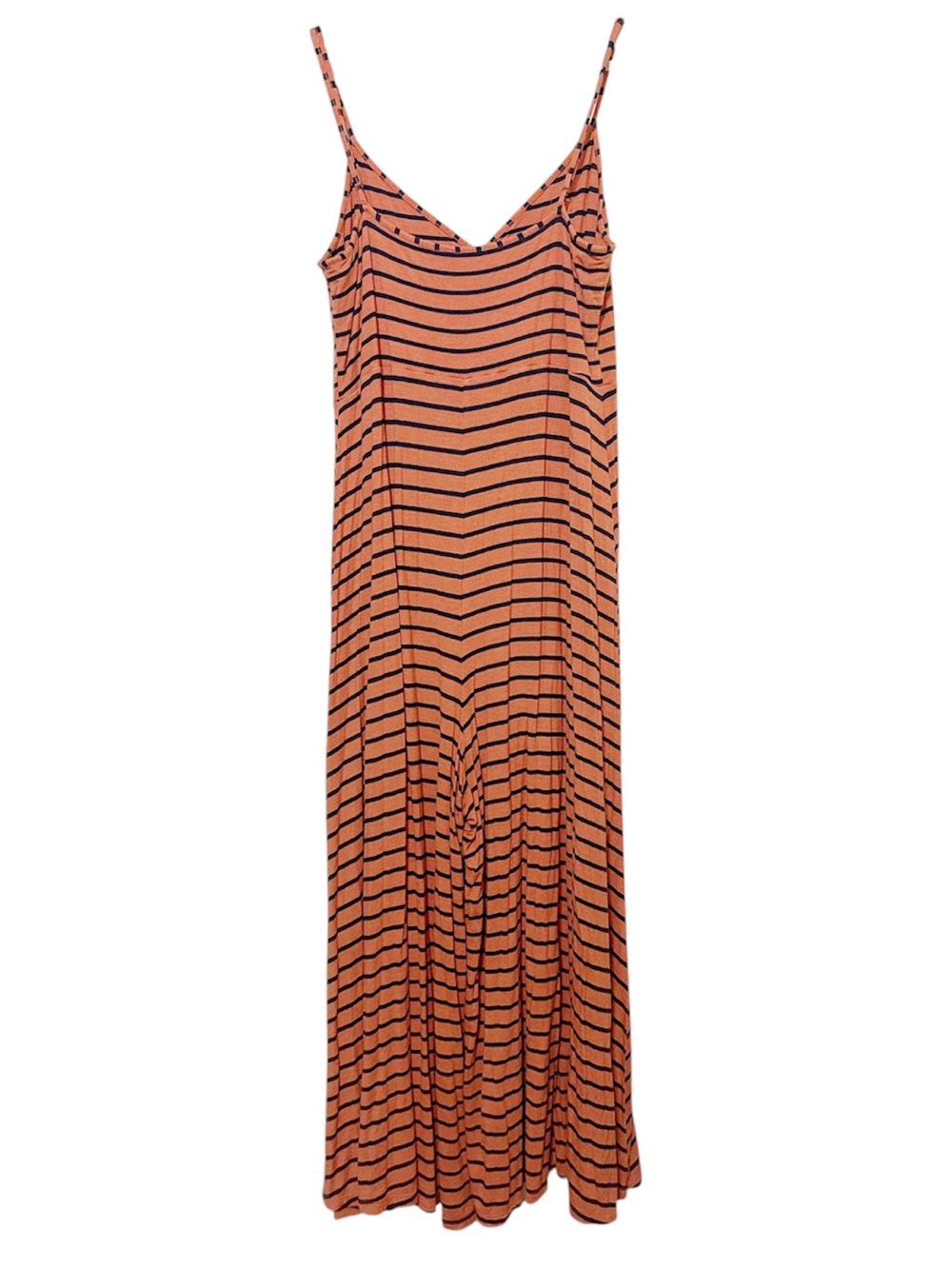 Anthropologie Lissa Wide Leg Jumpsuit Striped Tie Front Coral Navy Blue Medium - Picture 6 of 9